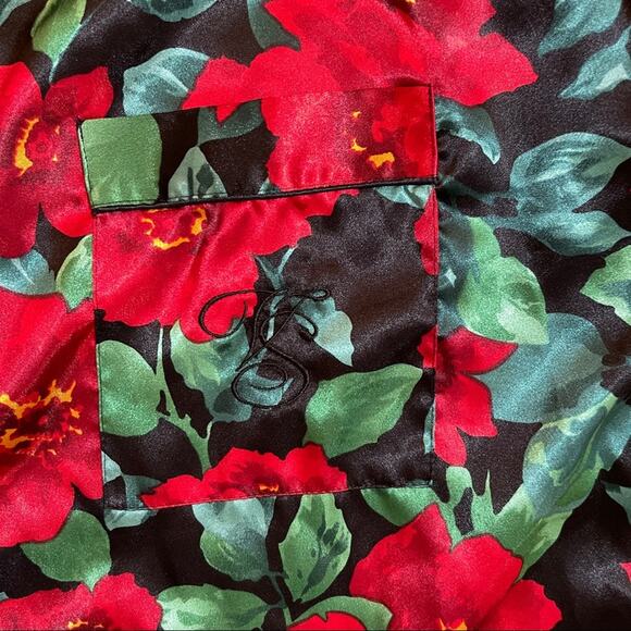 Vintage Victorias Secret Gold Label Button Down Red Floral Sleep Shirt Size M - Picture 4 of 9